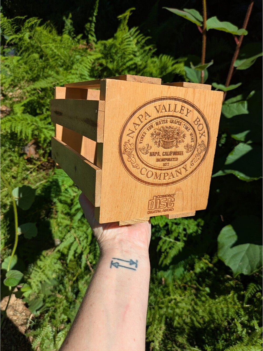 Vintage CD Storage Crate, Napa Valley Box Company Wooden Crate.